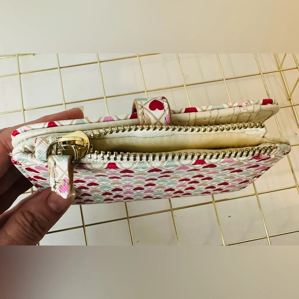 Nanette Lepore Hearts Bifold Wallet in Vegan Leather Red Pink Hearts